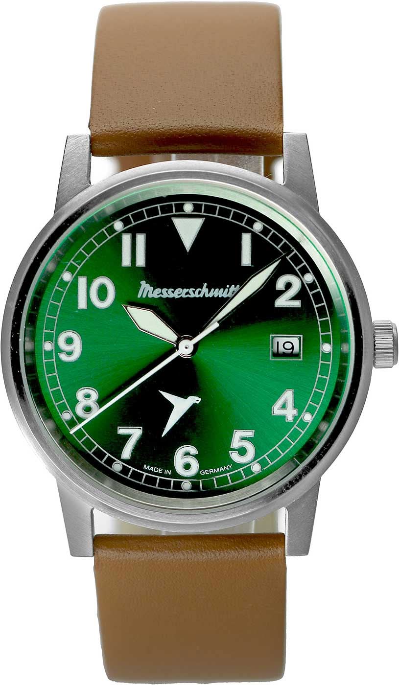 Orologio da uomo Messerschmitt Flieger ME-9673-02 • Made in Germany • Quadrante verde