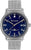 Orologio da uomo: cinturino in maglia d'argento, quadrante blu, analogico