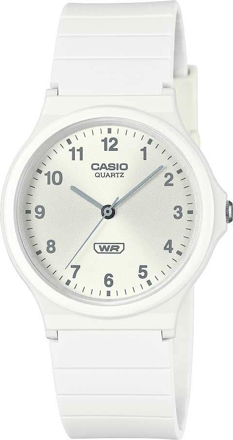 Orologio da donna Casio con cinturino in bio-resina bianco e quadrante rotondo bianco-grigio