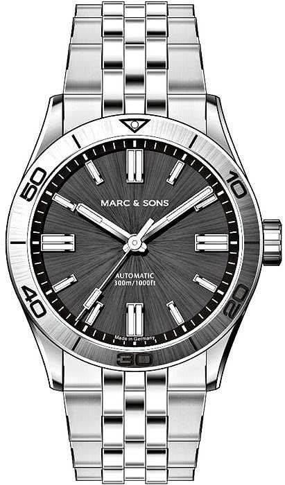 Orologio da uomo Marc and Sons Professional Diver MSD-048-1S • Impermeabile 500m • Movimento automatico svizzero