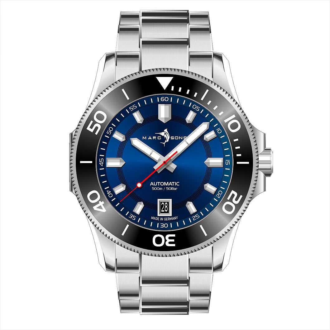 Orologio da uomo Marc and Sons Classic Diver MSD-051-02-S • Movimento svizzero Sellita • Vetro zaffiro
