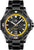 Orologio militare da uomo per immersioni con quadrante nero, accenti gialli e bracciale in metallo