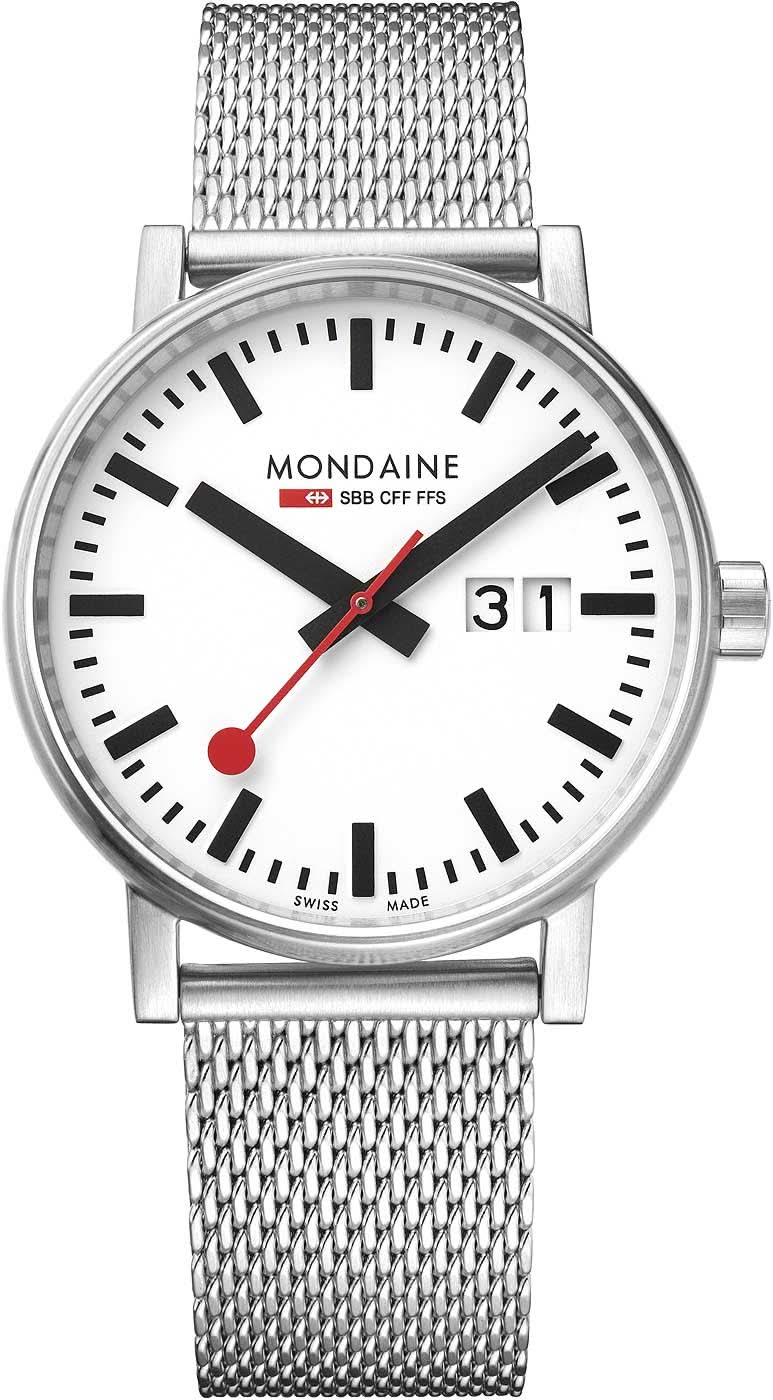 Unisex-Uhr mit weißem Zifferblatt, schwarzem Index, roter Sekundenzeiger und Mesh-Metallband