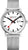 Unisex-Uhr mit weißem Zifferblatt, schwarzem Index, roter Sekundenzeiger und Mesh-Metallband