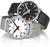 Mondaine Herrenuhren mit silbernem Maschenarmband, schwarzes und weißes Zifferblatt