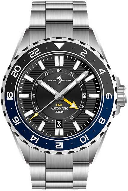 Orologio da uomo Marc & Sons GMT II MSG-008-03 • Impermeabile 500m • Automatico Svizzero
