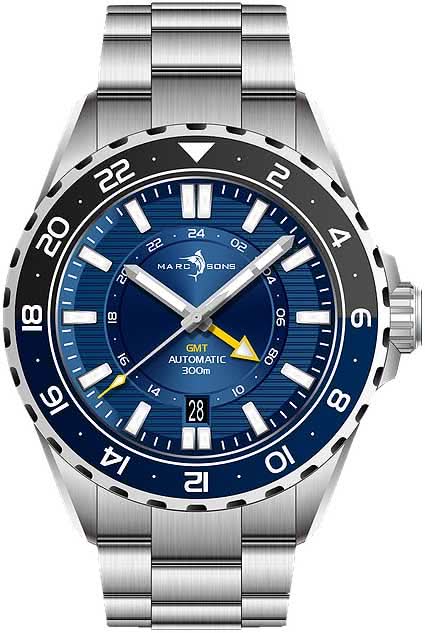 Orologio da uomo Marc and Sons GMT II MSG-008-05 • Impermeabile 500m • Sellita SW330-2