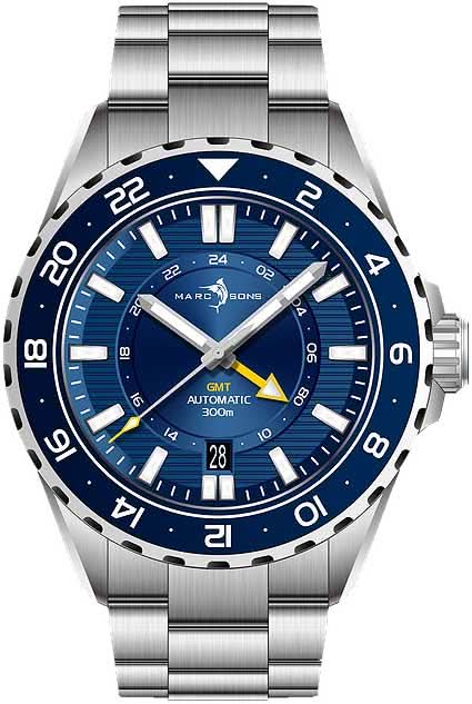 Orologio da uomo Marc and Sons GMT II MSG-008-06 • Automatico svizzero • Impermeabile 500m