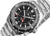 Orologio da uomo con quadrante nero, lancetta GMT rossa e bracciale in acciaio inossidabile