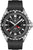 Orologio da uomo con quadrante nero, lancetta GMT rossa e cinturino in caucciù nero