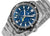 Orologio da uomo con quadrante blu, lancetta GMT gialla e lunetta girevole nera per immersioni