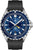 Herrenuhr mit blauem Zifferblatt, schwarzer Lünette und schwarzem Kautschukarmband