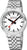 Herrenuhr mit weißem Zifferblatt, schwarzen Indexen und roter Sekundenmarkierung, Edelstahlband