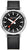 Mondaine Stop2Go-Uhr mit schwarzem Zifferblatt, weißem Index und schwarzem Lederarmband