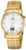 Orologio da uomo Master Time con cinturino in acciaio inossidabile color oro, quadrante bianco e display digitale