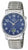 Herrenarmbanduhr mit blauem Zifferblatt und silbernem Metallarmband, große Ziffern