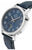 Herrenuhr, Nahansicht: blaues Zifferblatt mit arabischen Ziffern und blaues Lederarmband