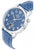 Herrenuhr mit blauem Zifferblatt, silbernem Gehäuse und blauem Lederarmband