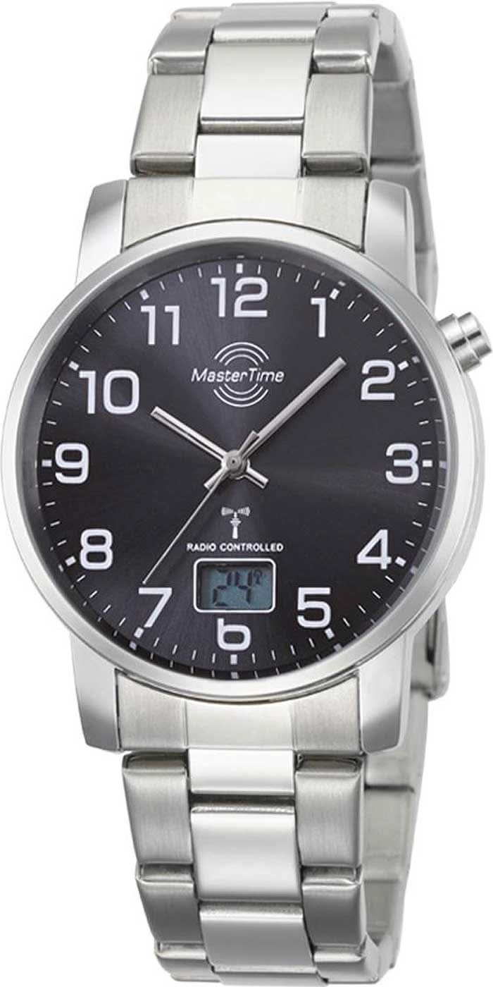 Master Time Herrenuhr mit silberfarbenem Metallarmband, dunklem Zifferblatt und Datumsanzeige