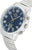 Herrenuhr mit blauem Zifferblatt, gelbem Sekundenzeiger, silbernem Edelstahlgehäuse