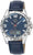 Orologio da uomo con quadrante blu, lunetta tachimetrica e cinturino in pelle