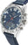 Orologio da uomo con quadrante blu, lunetta tachimetrica e cinturino in pelle