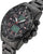 Orologio radio controllato da uomo nero con cinturino in metallo, lancette analogiche, display digitali e pulsanti