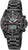 Orologio radio controllato da uomo nero con cinturino in metallo, lancette analogiche e display digitale