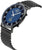 Herrenarmbanduhr mit blauem Zifferblatt und schwarzem Mesharmband, rundes Gehäuse
