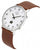 Herrenuhr mit weißem Zifferblatt und braunem Lederarmband, seitliche Ansicht