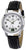 Orologio da donna Master Time con cinturino in pelle nera, cassa rotonda argentata e quadrante analogico