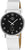 Orologio da donna con cinturino in pelle bianca, quadrante nero, simbolo radio e display digitale