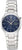 Orologio da polso in argento con quadrante blu e cinturino in metallo, datario