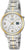 Orologio da donna con bracciale in titanio bicolore, quadrante bianco e display digitale a ore 6