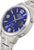 "Orologio da donna con quadrante blu, lancette analogiche e datario, cinturino in titanio"