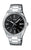 Orologio da uomo Casio con quadrante nero e cinturino in metallo argentato, analogico
