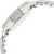 Vista laterale dell'orologio da polso con cassa in acciaio inossidabile argentato e corona, bracciale a maglie