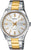 Casio Herrenuhr mit bicolor Metallarmband, silbernem Zifferblatt und Datumsanzeige