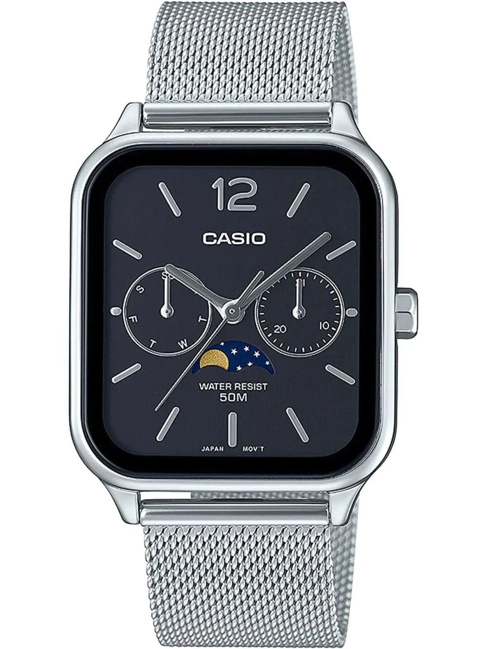 Orologio da uomo Casio Collection MTP-M305M-1AVER • Fase lunare • Mesh
