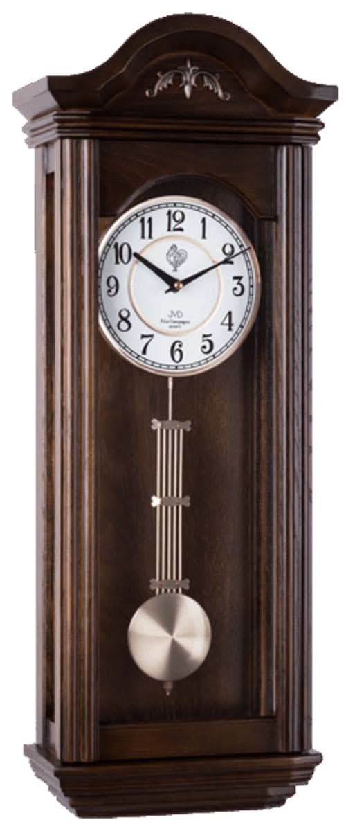 Orologio da parete classico in legno con pendolo e quadrante rotondo, marrone