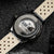 Orologio da uomo con retro personalizzabile, cassa nera e cinturino in pelle beige