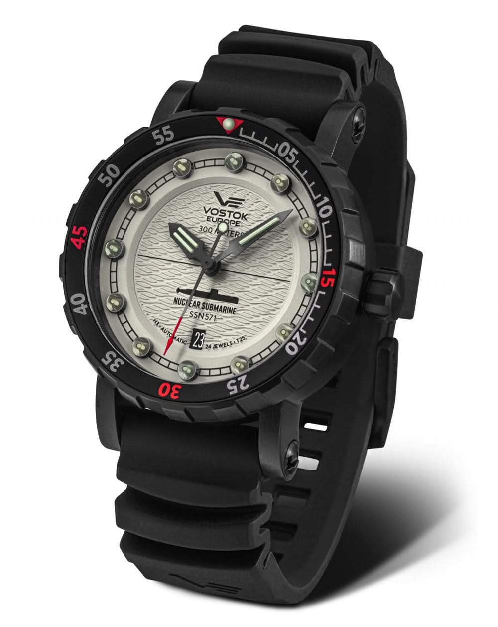 Herrenuhr mit schwarzem Silikonarmband und rundem Gehäuse, Ziffernblatt hellgrau