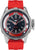 Rote Herrenuhr mit Silikonarmband, schwarzem Zifferblatt und silbernem Edelstahlgehäuse