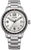 Orologio da uomo con cinturino in metallo argentato e quadrante bianco, automatico.
