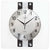 Orologio da parete rotondo JVD con quadrante bianco, lancette nere e piastre di montaggio nere