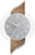 Orologio da parete in legno con quadrante rotondo, grigio scuro, indici e lancette bianchi