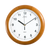Orologio da parete rotondo in legno con quadrante bianco, lancette nere e numeri arabi