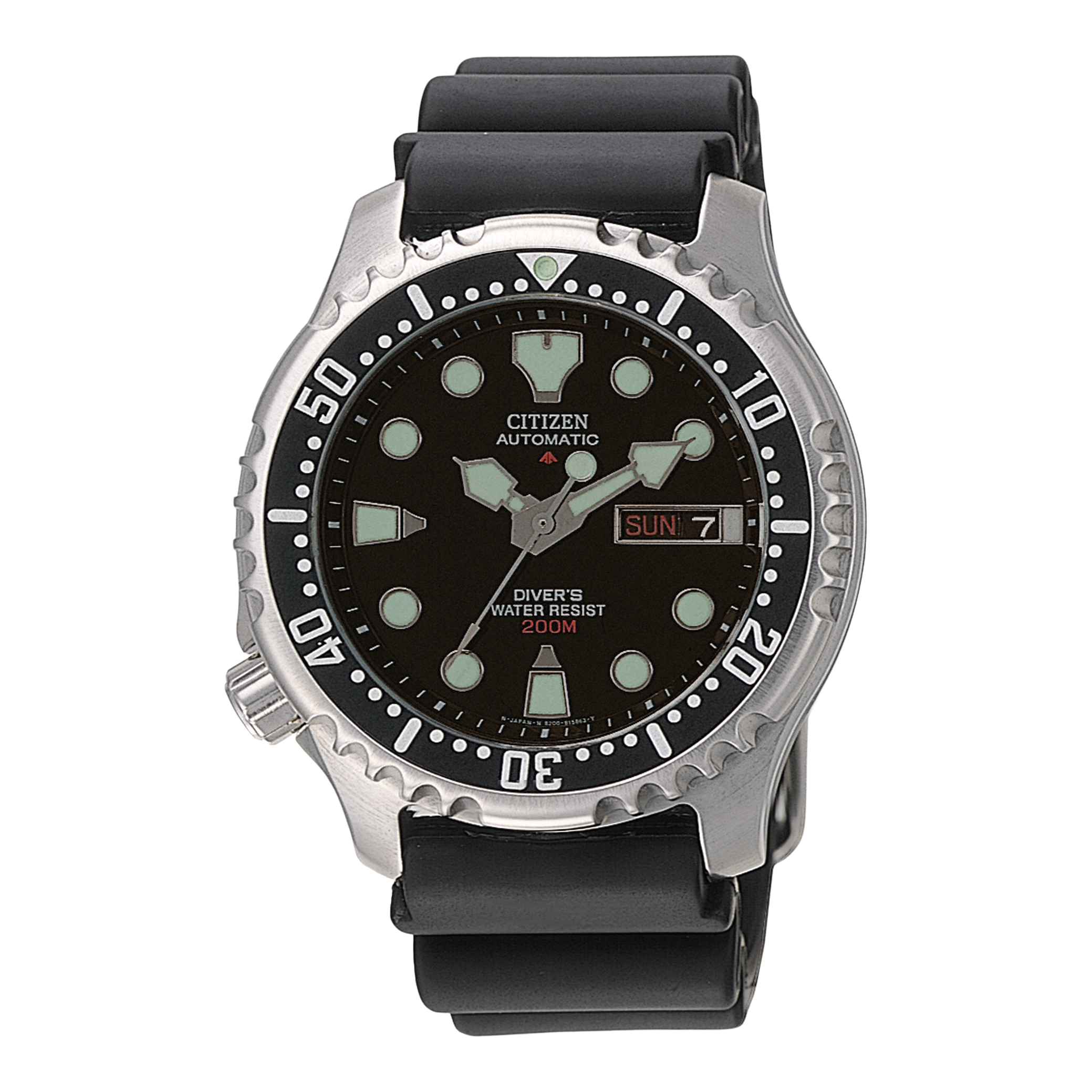 Herrenuhr mit dunkelgrünem Zifferblatt und schwarzer Lünette, schwarzes Lederband