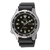 Herrenuhr mit dunkelgrünem Zifferblatt und schwarzer Lünette, schwarzes Lederband