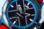"Orologio da uomo, quadrante blu con effetto stelle, indici grandi"